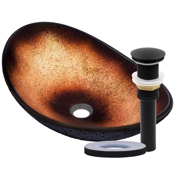 Novatto RENA Glass Vessel Bathroom Sink Set, Matte Black NOHP-G008-8031MB - main